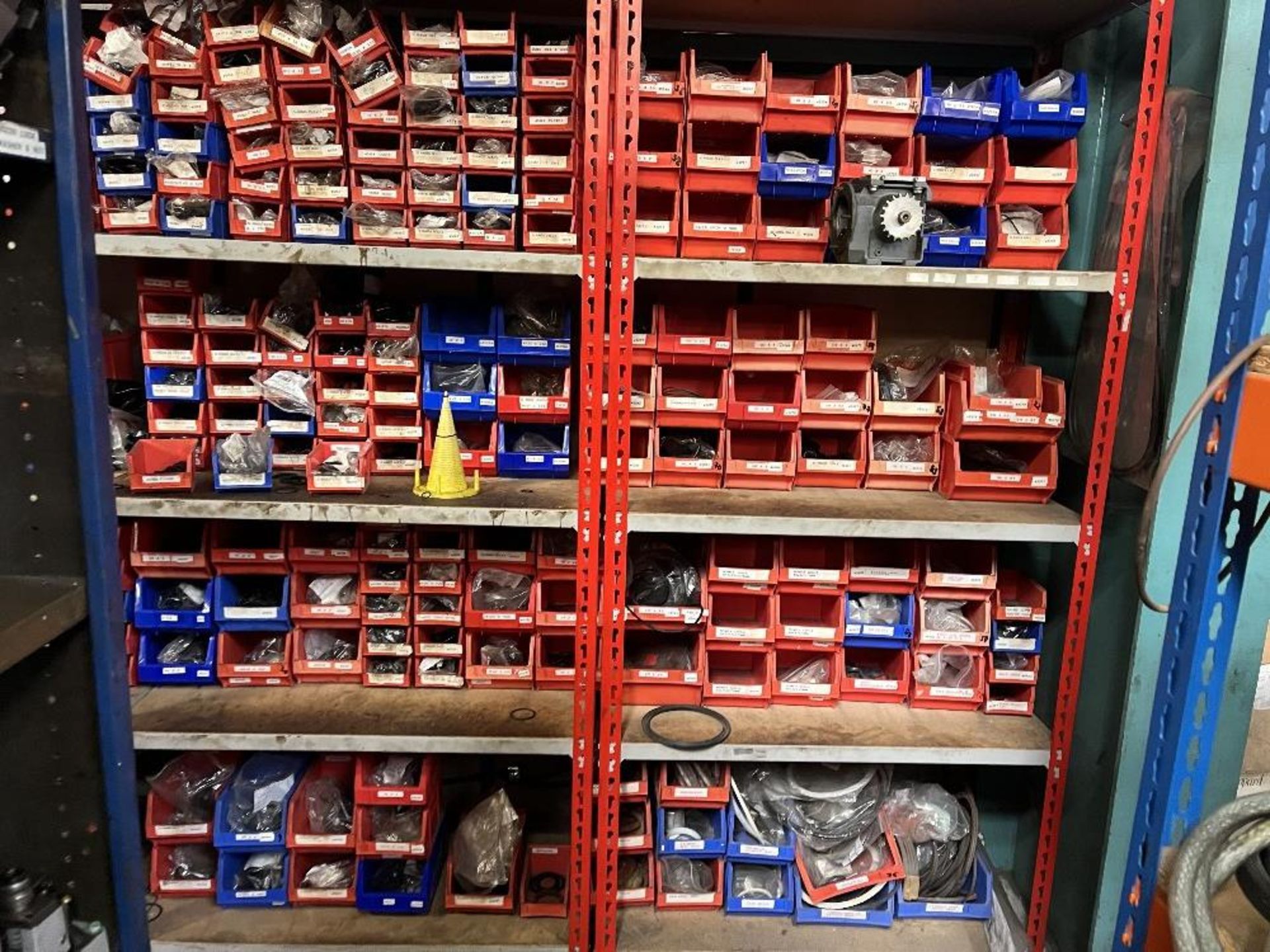 Contents of mezzanine floor containing large range of machine spare parts and consumables - Image 43 of 47