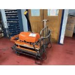 Steel trolley with scissor lift roller table