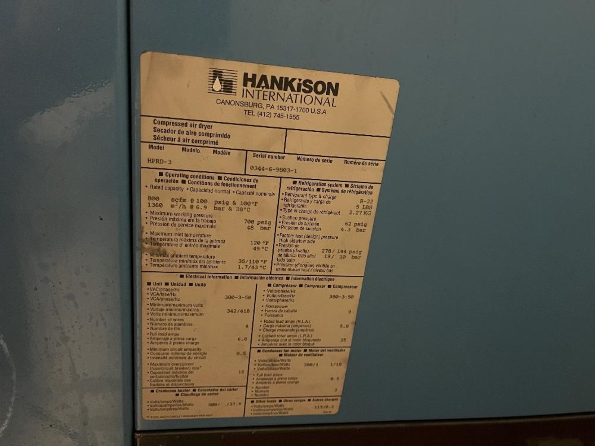 HANKISON compressed air dryer - Image 4 of 5