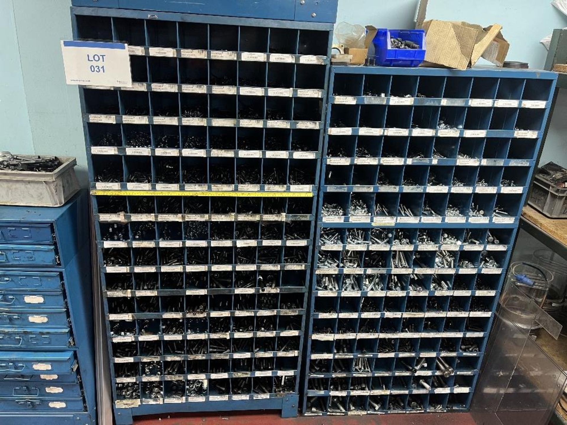 (6) steel drawer units and (3) steel racks with contents of fixings - Image 4 of 5