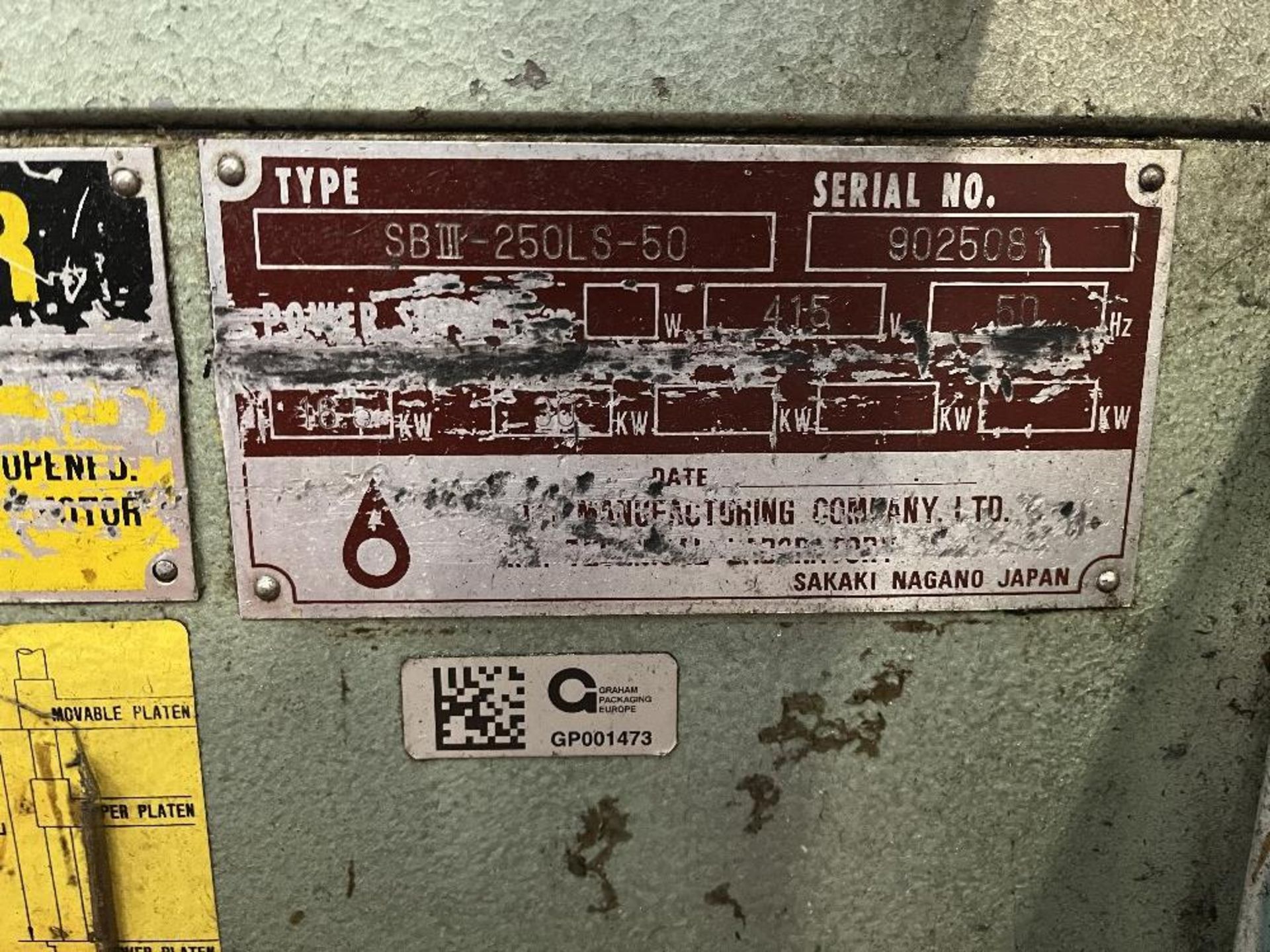 AOKI type SBIII 250LS-50 blow moulding machine - Image 6 of 17