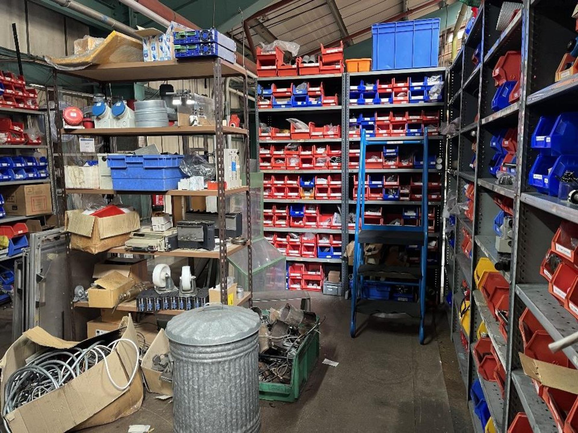 Contents of mezzanine floor containing large range of machine spare parts and consumables - Image 42 of 47