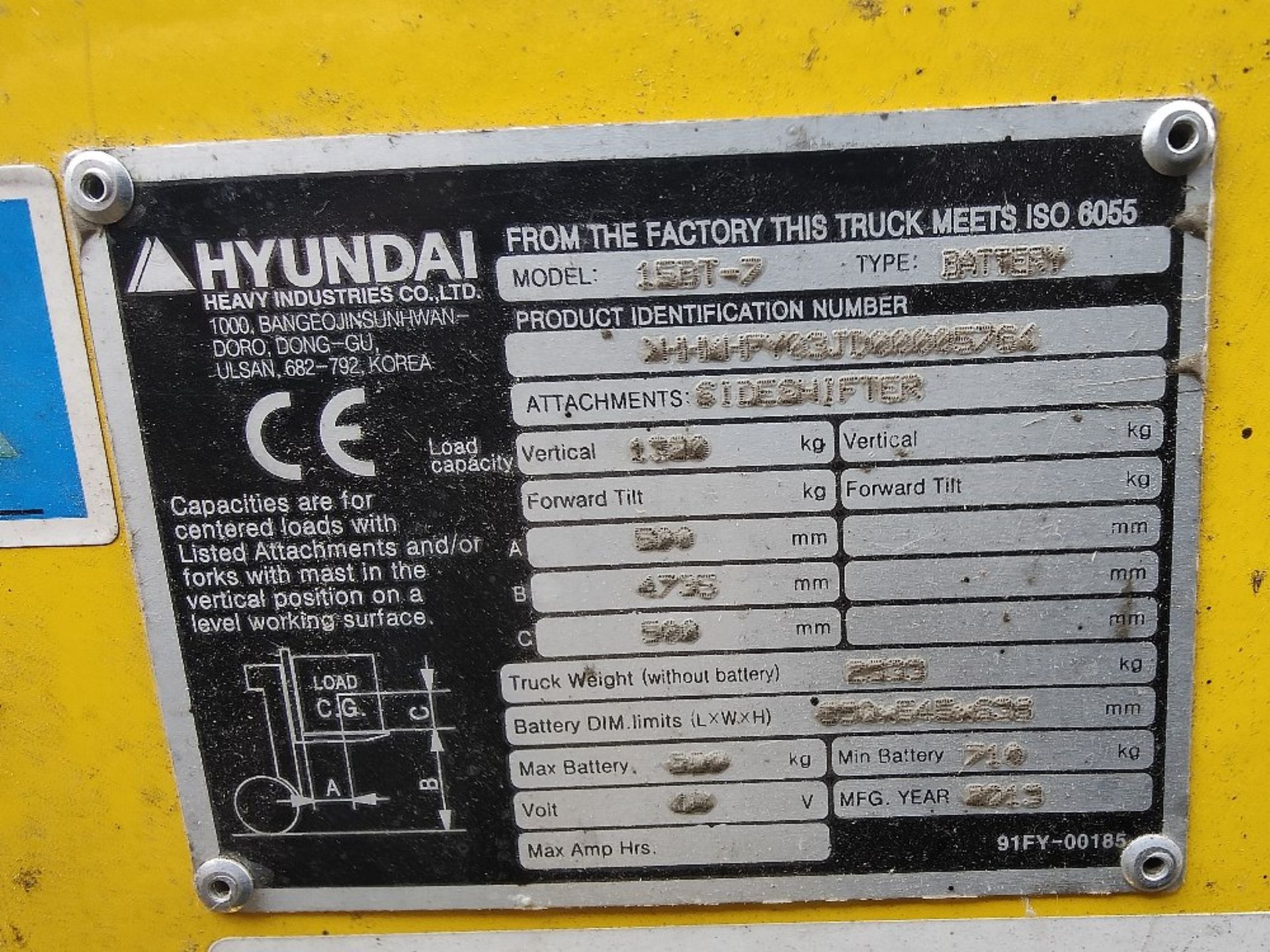 Hyundai 15BT-7 Electric Forklift - Image 11 of 12