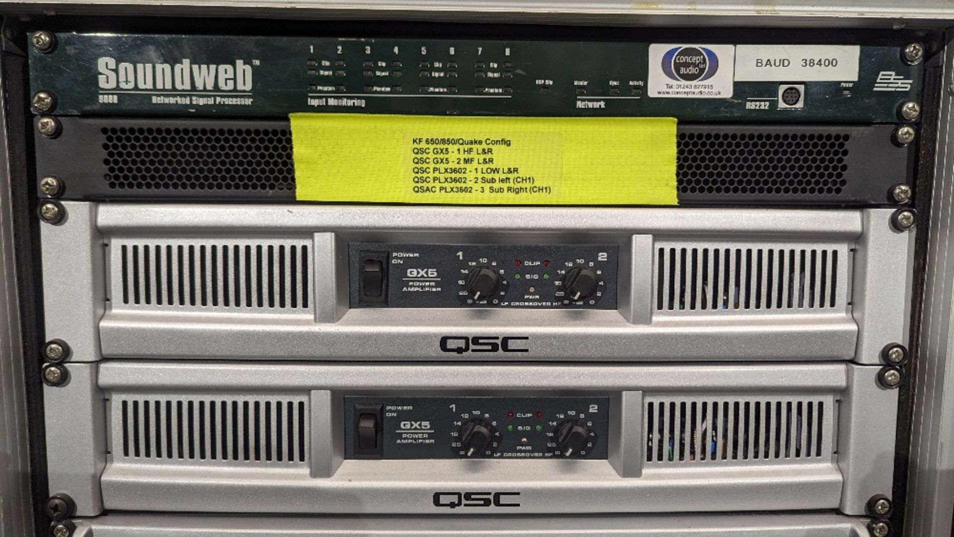 Amplifier Rack - To Include: (5) QSC Amplifiers & (1) BSS Soundweb 9088 Network Signal Processor - Image 3 of 7
