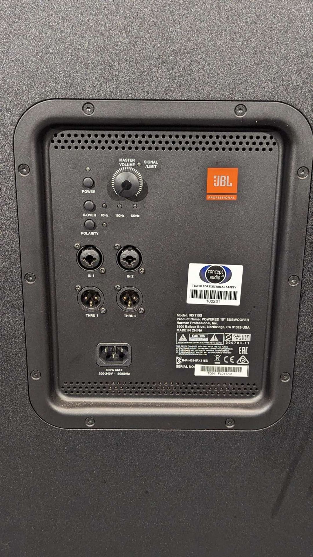 JBL PA Sound System - (2) JBL IRX112BT Speakers, (2) JBL IRX115 Subs & Associated Equipment - Image 4 of 8