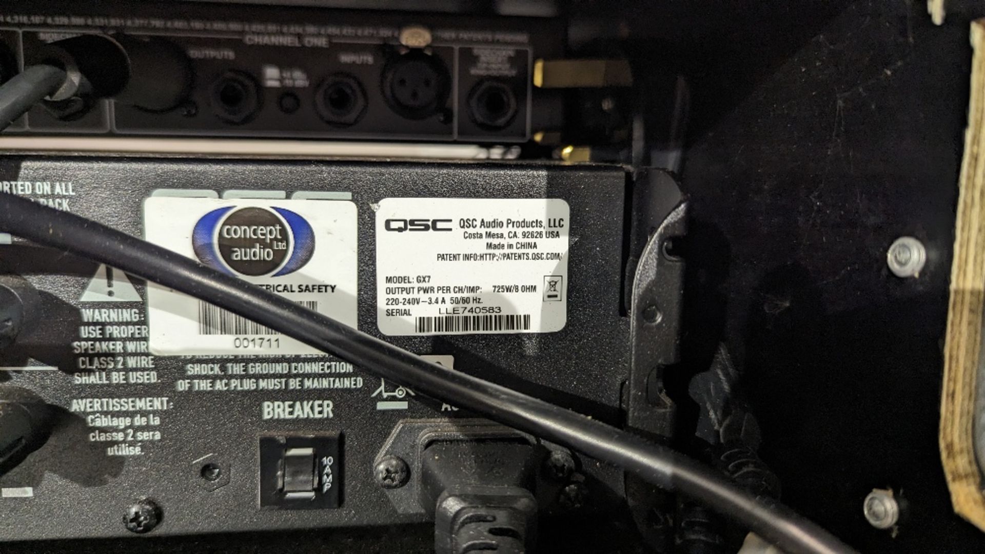 QSC GX7 Power Amplifier & DBX 166XS Compressor Limiter Gate - Image 5 of 5