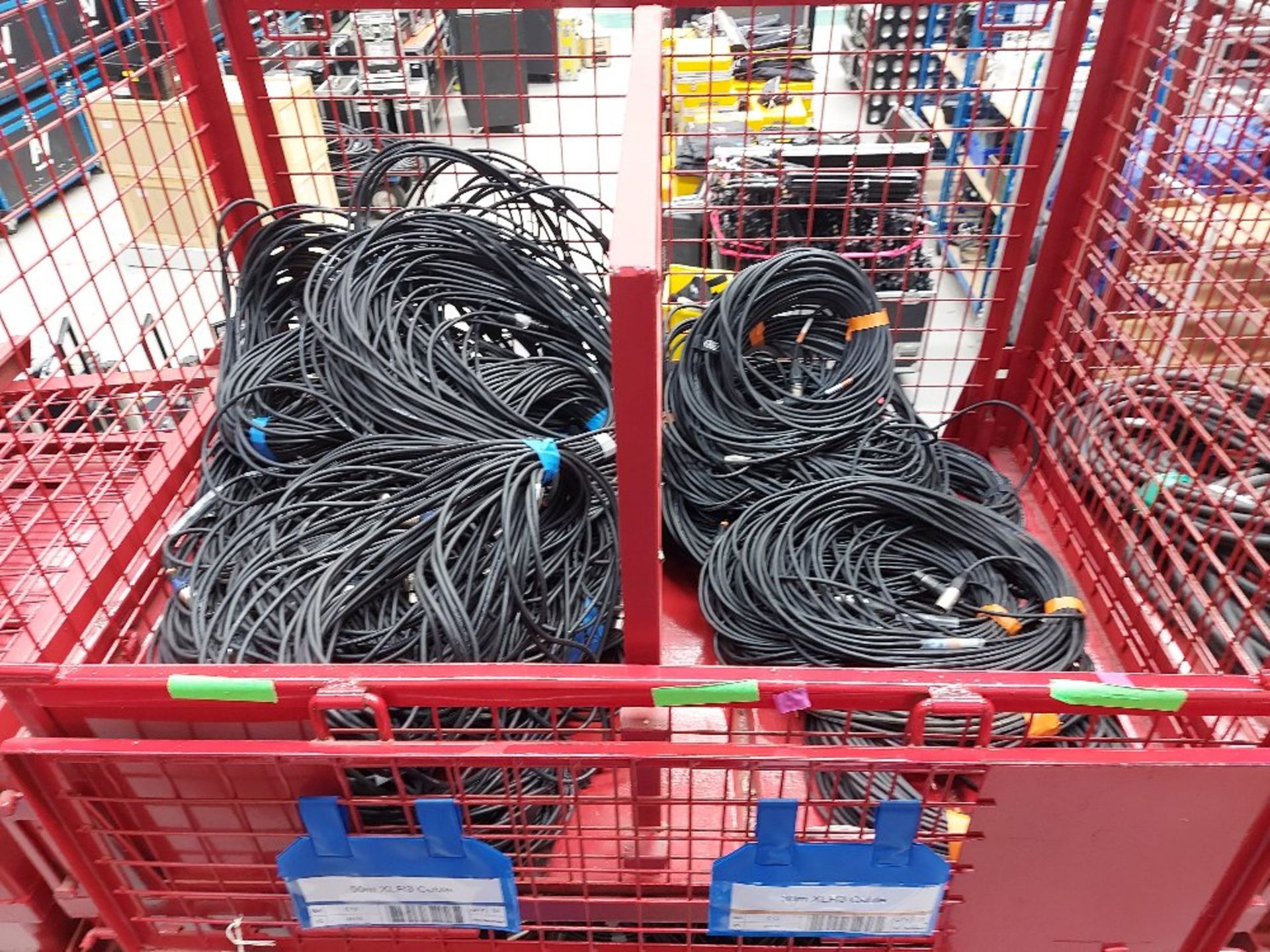 Large Quantity of 50m XLR3 Cable & Large Quantity 30M XLR3 Cable with Steel Fabricated Stillage