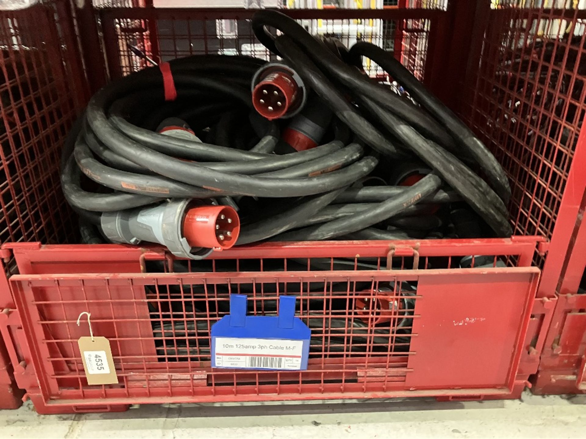 Large Quantity of 10M 125amp 3ph Cable M-F with Steel Fabricated Stillage - Image 4 of 5