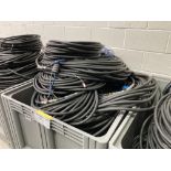 Large Quantity Of Various Sized Audio Visual Cables With Plastic Container