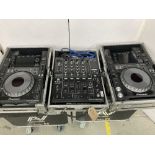 (2) Pioneer CDJ-2000NXS Nexus DJ Decks, Pioneer DJM-900NXS Nexus DJ Mixer & Heavy Duty Flight Cases