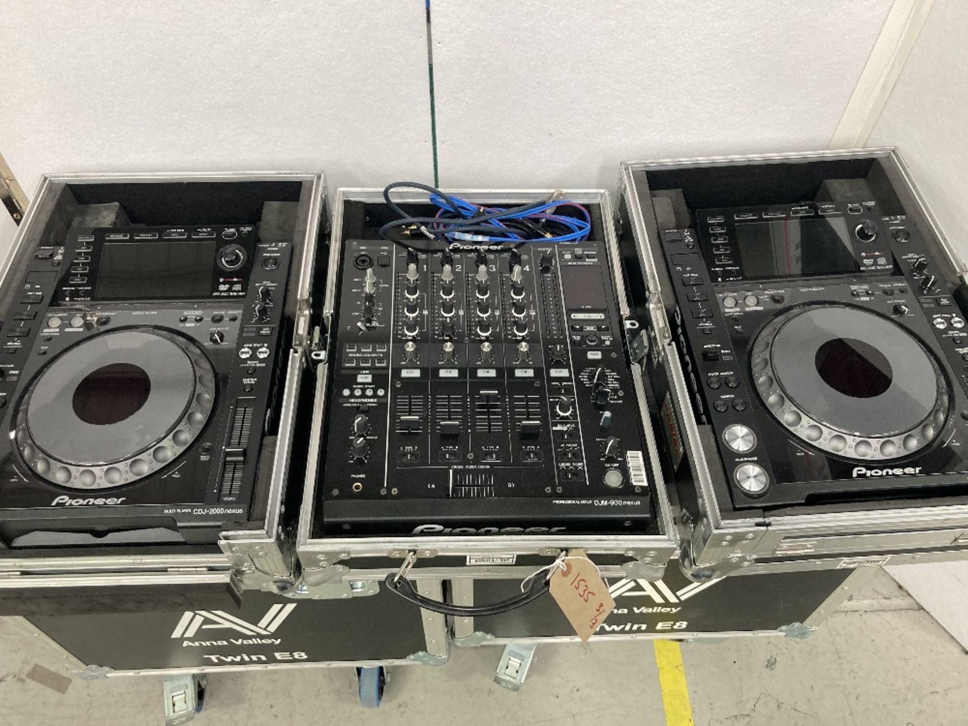 (2) Pioneer CDJ-2000NXS Nexus DJ Decks, Pioneer DJM-900NXS Nexus DJ Mixer & Heavy Duty Flight Cases