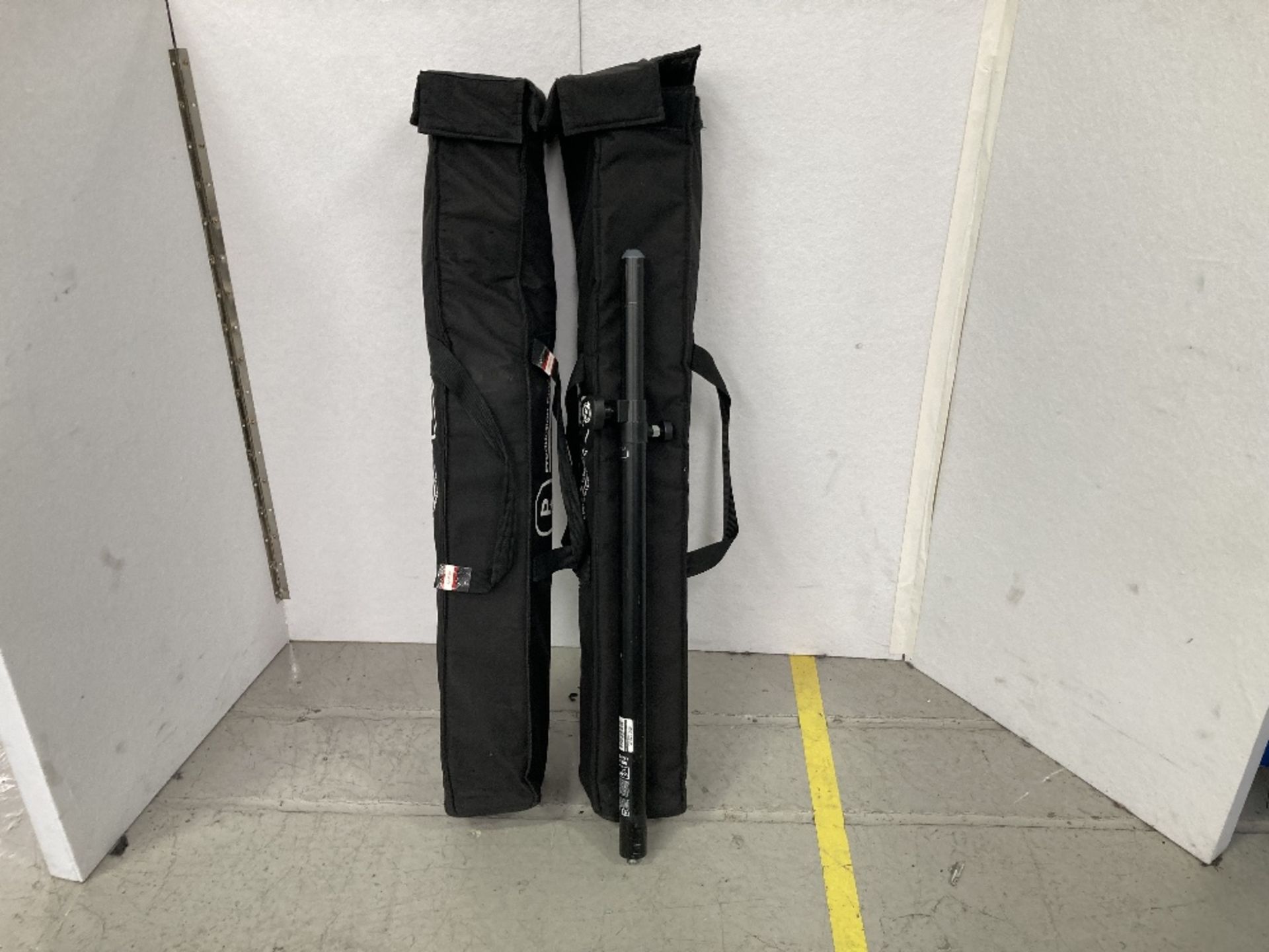 (8) Black Speaker Stands with Padded Bags