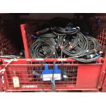 Large Quantity of 10m 16amp M - Powercon F Cable with Steel Fabricated Stillage