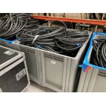 Large Quantity Of Various Sized Audio Visual Cables With Plastic Container