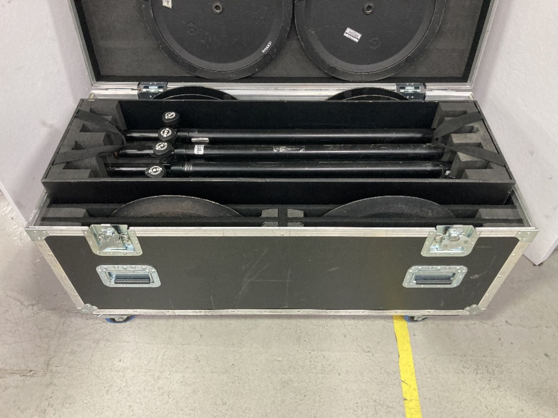 (8) K&M Black Speaker Stands & Bespoke Heavy Duty Mobile Flight Case - Image 2 of 6