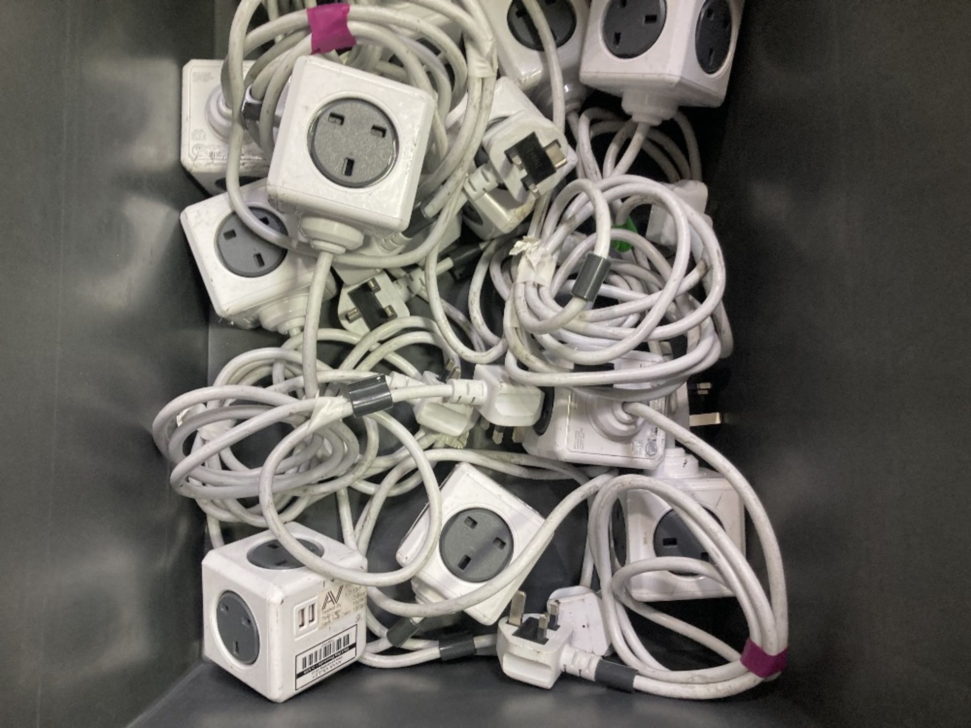 Large Quantity Of 13amp 4-Way Powercube + 2x USB Cable Adapters With Plastic Lin Bins - Image 4 of 8