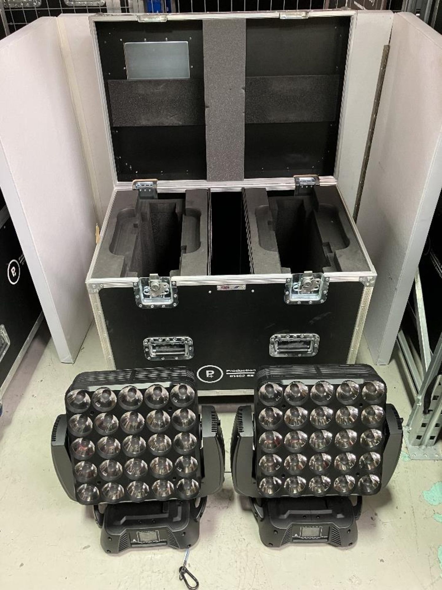 (2) Infinity IM-2515 LED Matrix Moving Lights with Heavy Duty Mobile Flight Case to Include