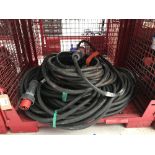 Large Quantity of 20m 63amp 3ph Cable M-F with Steel Fabricated Stillage