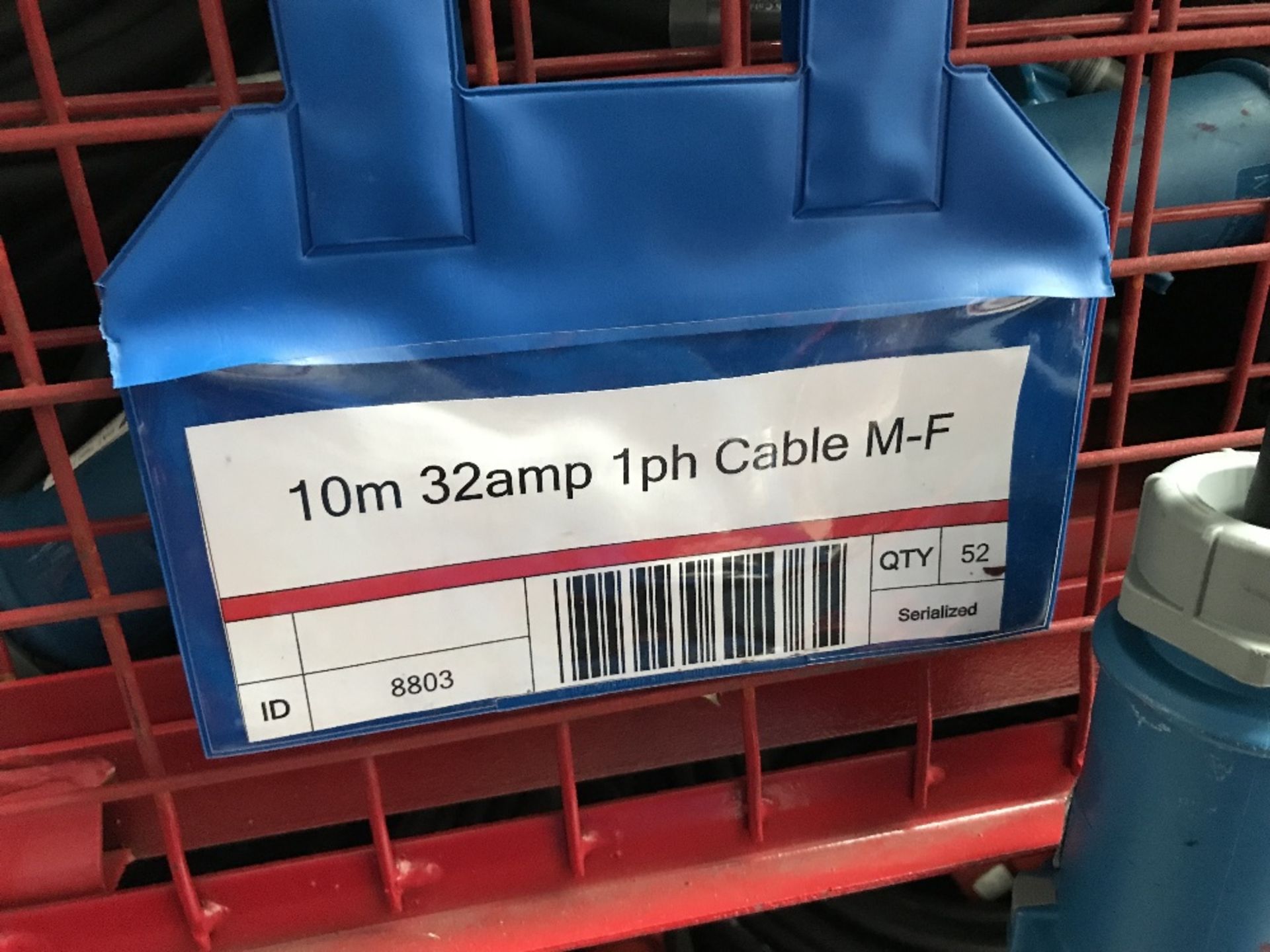 Large Quantity of 10m 32amp 1ph Cable M-F with Steel Fabricated Stillage - Bild 2 aus 2