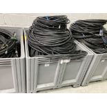 Large Quantity Of Various Sized Audio Visual Cables With Plastic Container