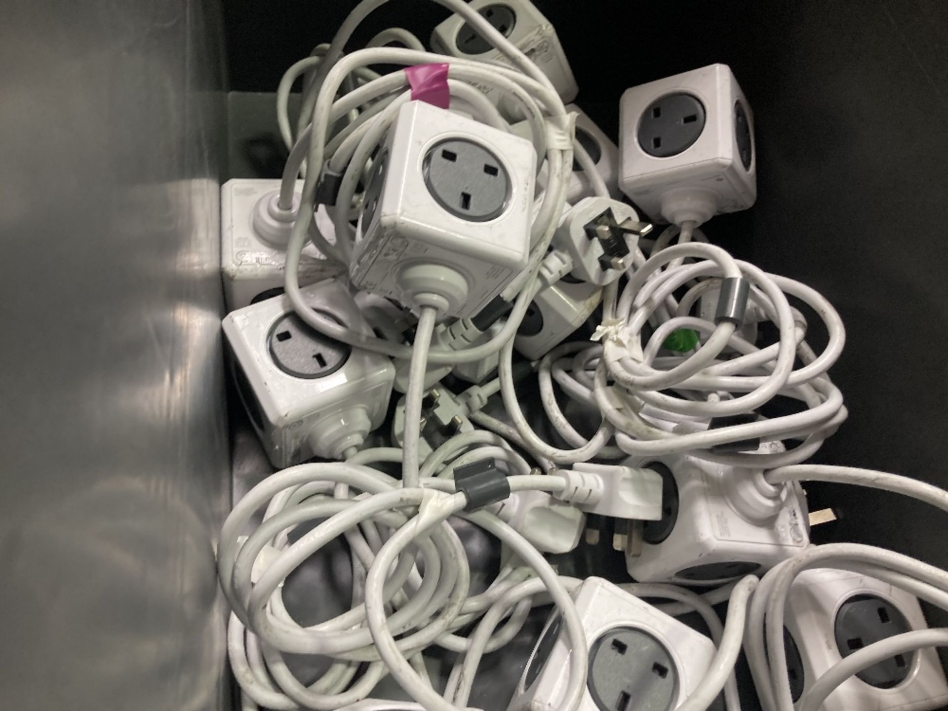 Large Quantity Of 13amp 4-Way Powercube + 2x USB Cable Adapters With Plastic Lin Bins - Image 6 of 8