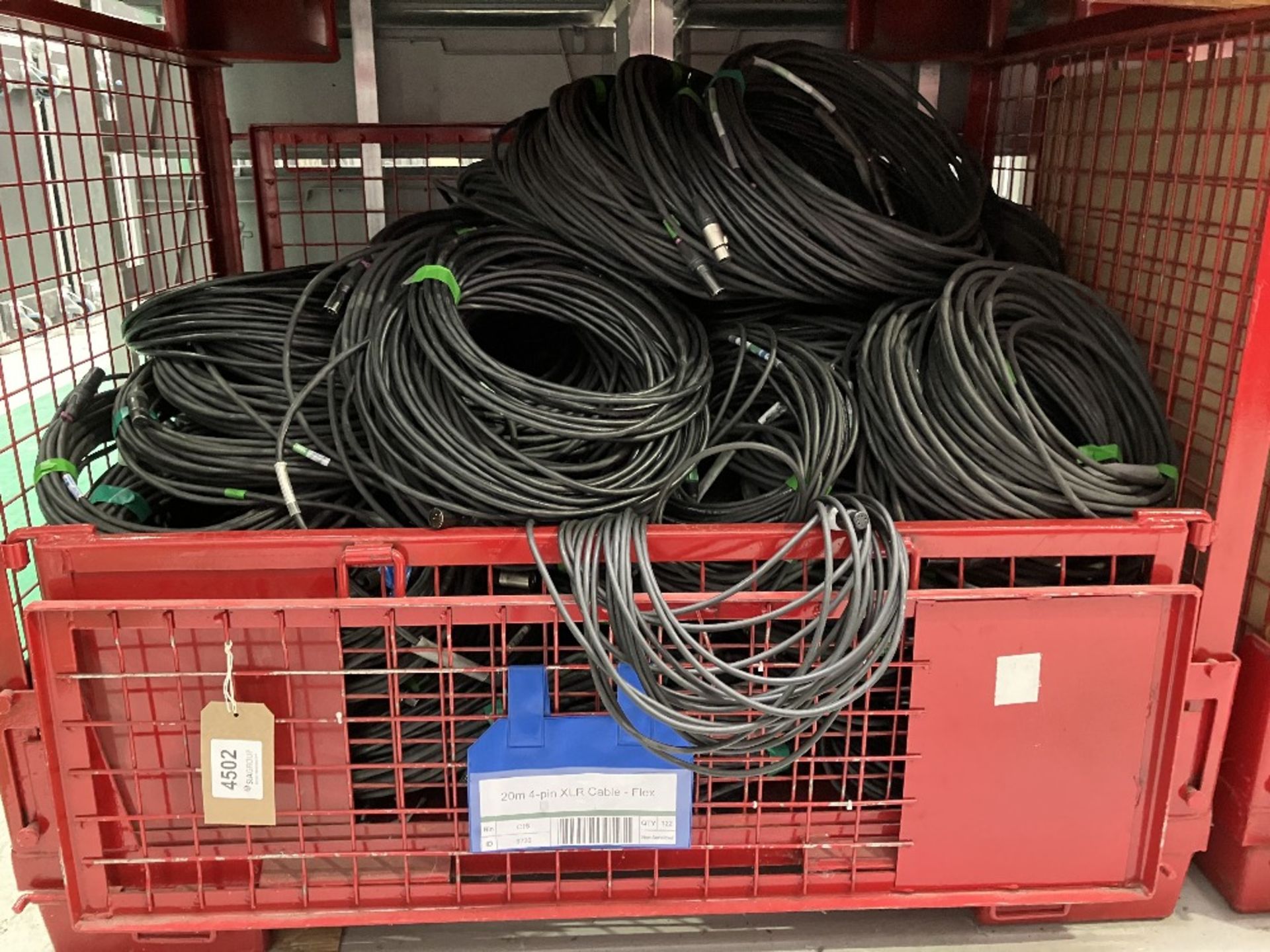 Large Quantity of 20m 4-Pin XLR Flex Cable with Steel Fabricated Stillage