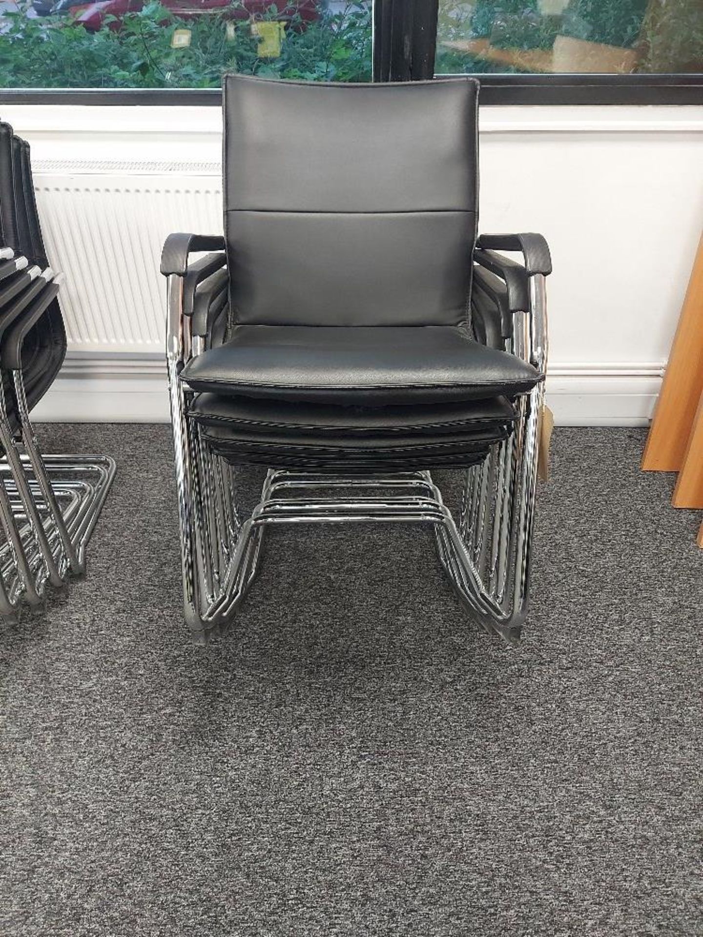 (6) Steel Framed and Vinyl Counter leaver Office Chairs