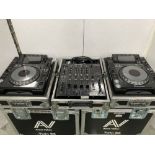 (2) Pioneer CDJ-2000NXS Nexus DJ Decks, Pioneer DJM-800 Nexus DJ Mixer & Heavy Duty Flight Cases