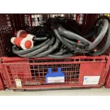 Large Quantity of 10m 125amp 3ph Cable M-F with Fabricated Steel Stillage