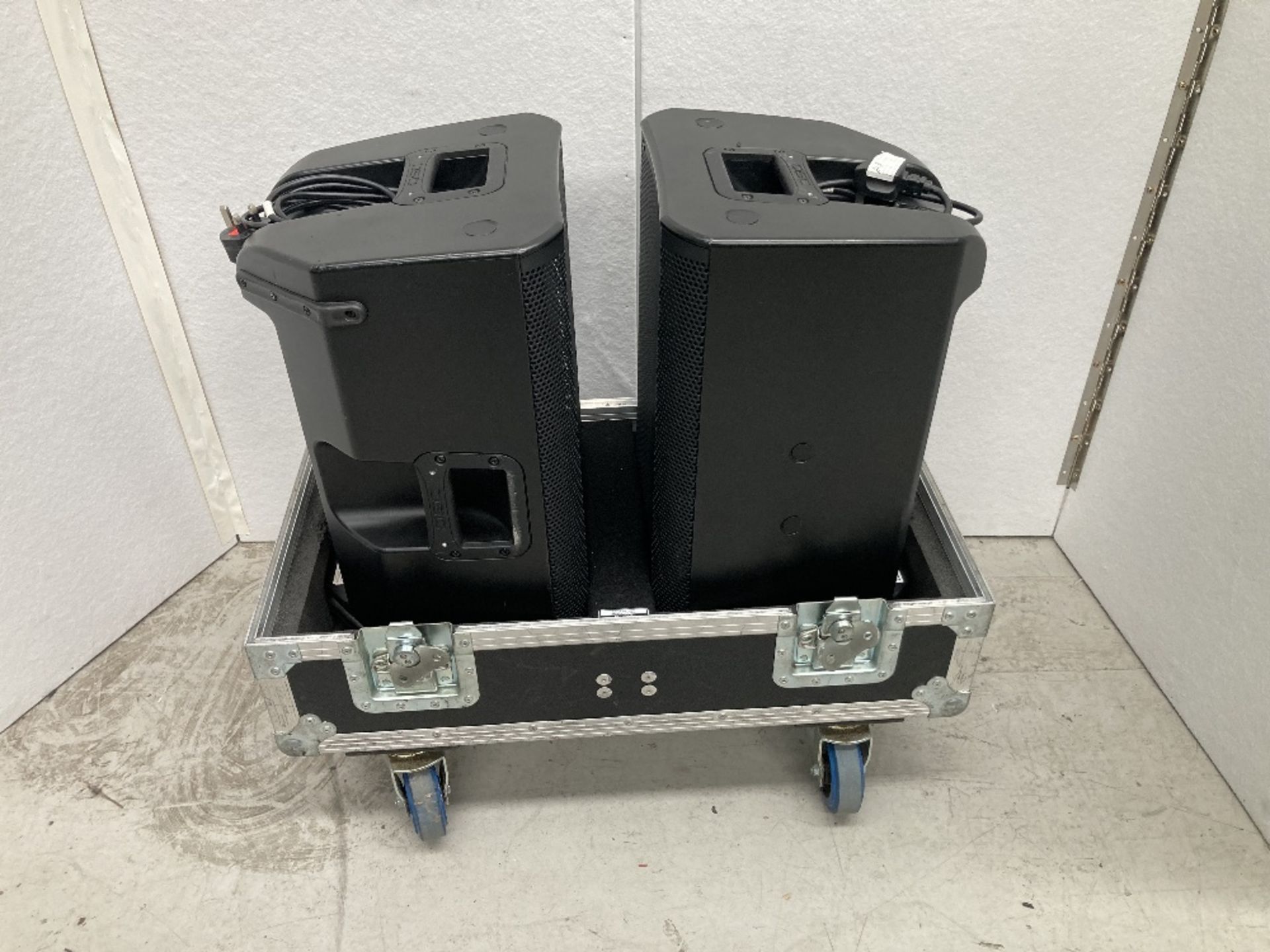 (2) QSC K10 Powered Speaker & Heavy Duty Mobile Flight Case - Image 6 of 7