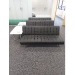(3) Faux Leather Reclining Sofas with (2) Side Tables