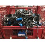 Large Quantity of 10m 32amp 1ph Cable M-F with Steel Fabricated Stillage