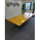 Conference Table, Sideboard & (8) Kusch + Co Steel Framed Leather Conference Chairs
