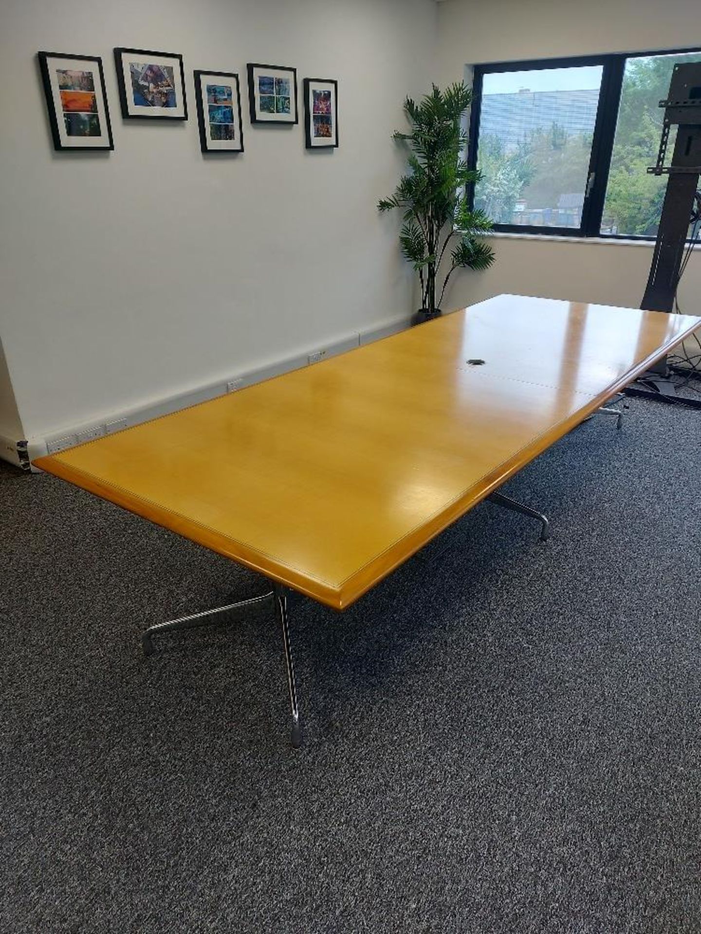 Conference Table, Sideboard & (8) Kusch + Co Steel Framed Leather Conference Chairs