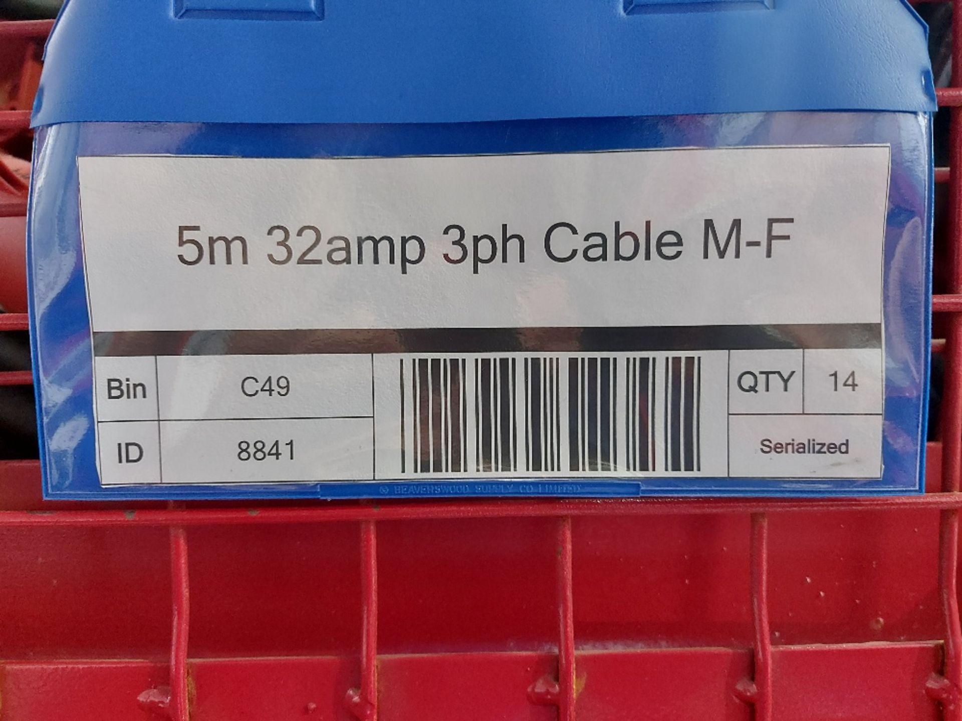 Large Quantity of 5m 32amp 3ph Cable M-F with Steel Fabricated Stillage - Bild 3 aus 3