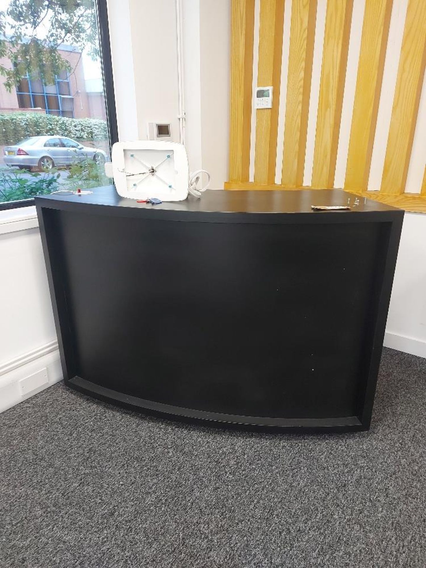 Wooden Fabricated Reception Desk with Tablet Stand