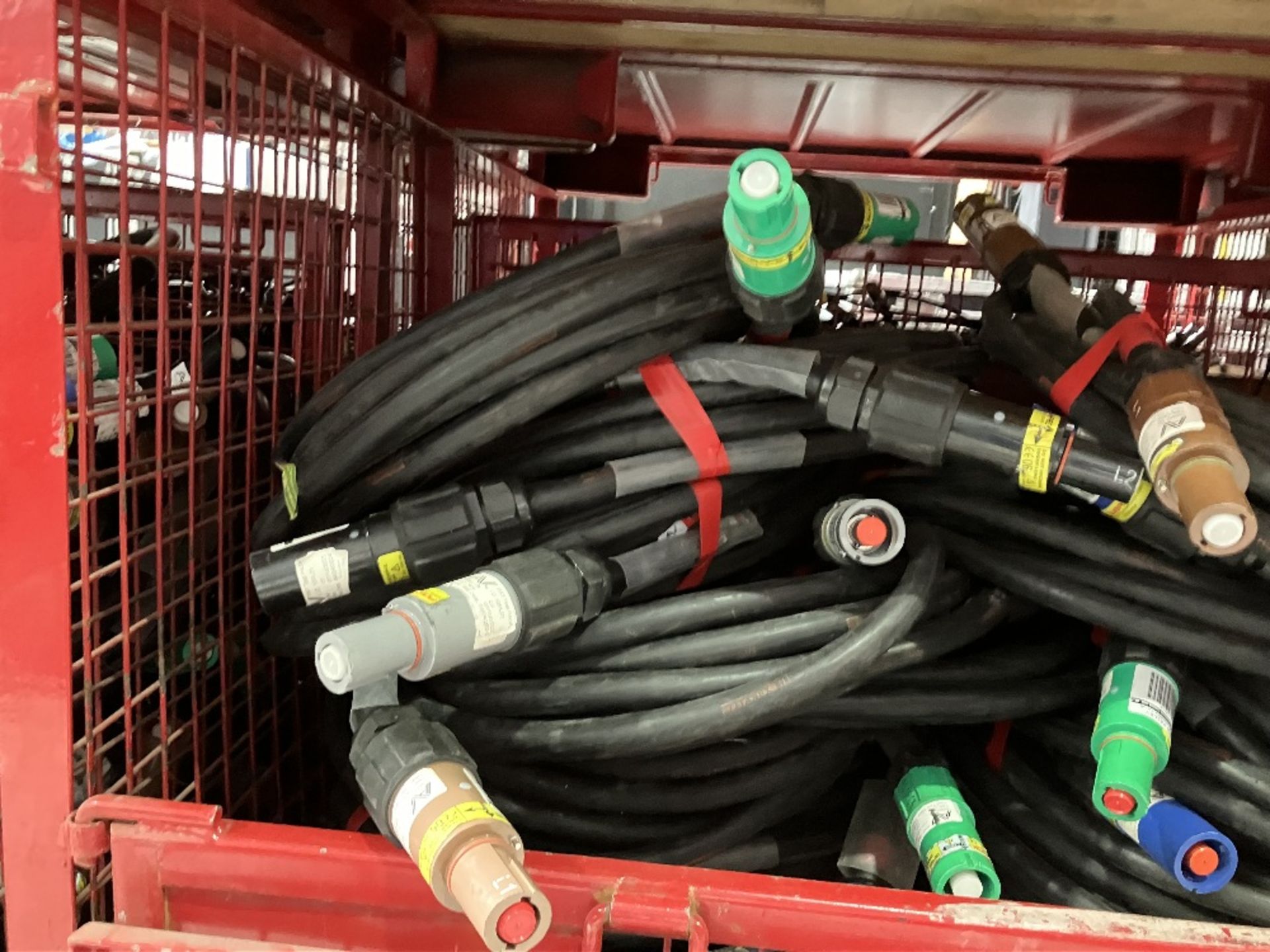 Large Quantity of 10m 5 Core Powerlock Cable Set M-F with Steel Fabricated Stillage - Image 3 of 5