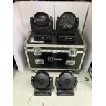 (4) Showtec Expression 33000 Zoom RGBW LED Moving Lights with Heavy Duty Mobile Flight Case