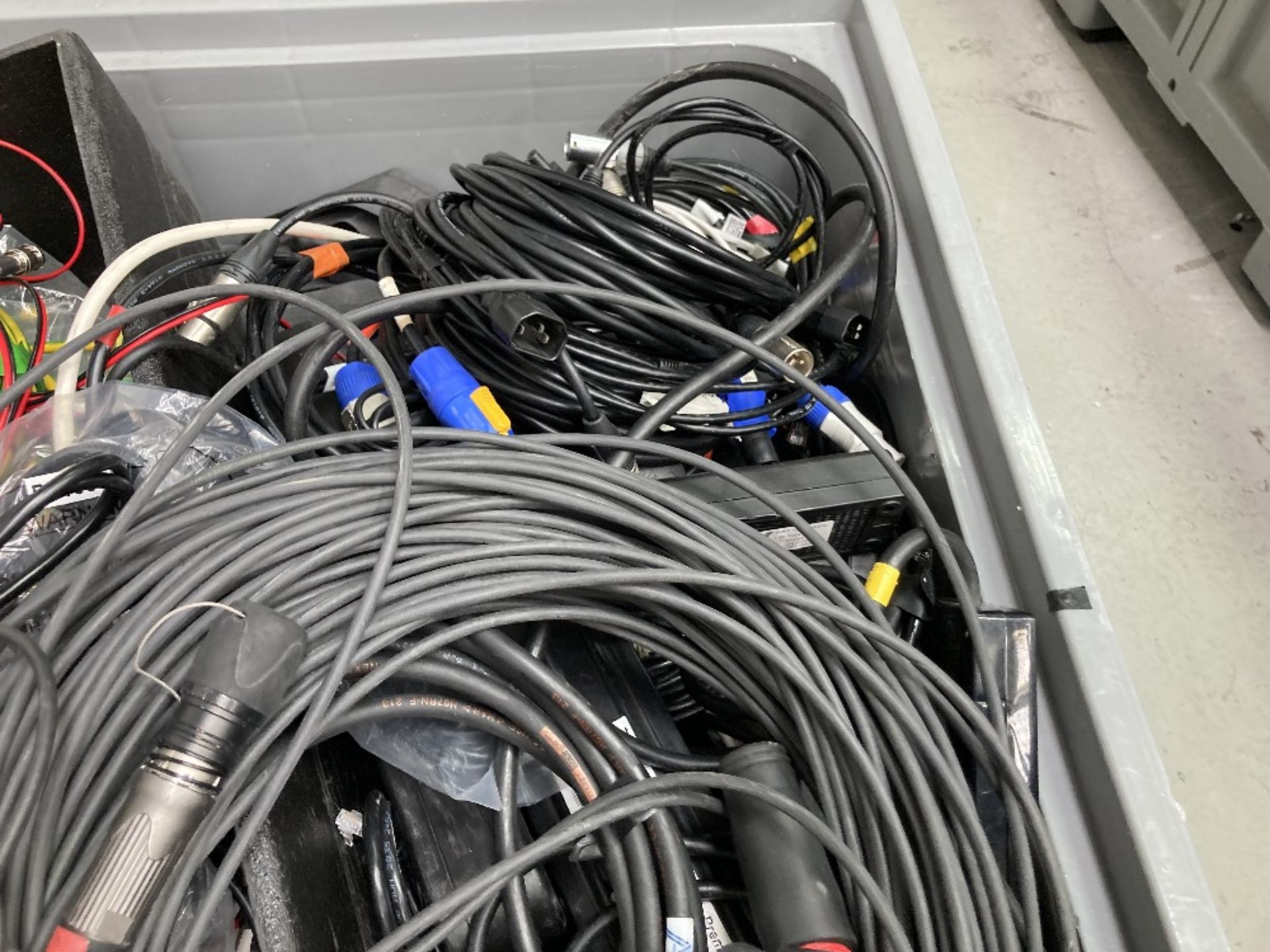 Large Quantity Of Various Sized Audio Visual Cables With Mobile Plastic Container - Image 7 of 7