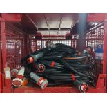 Large Quantity of 10m 63amp 3ph Cable M-F with Fabricated Steel Stillage