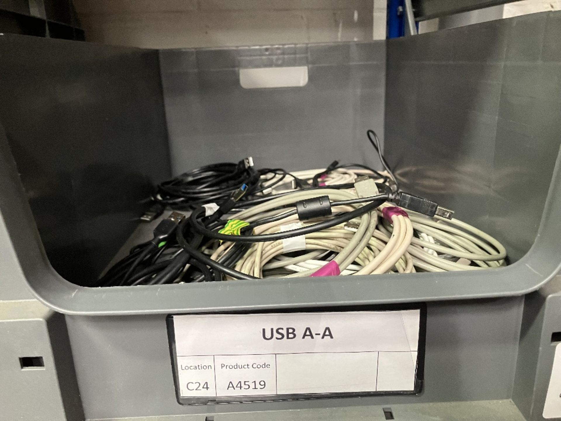 Quantity of USB-A-A Port Cables With Plastic Lin Bin - Image 2 of 6