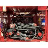 Large Quantity of 10m 63amp 3 ph Cable M-F with Fabricated Steel Stillage