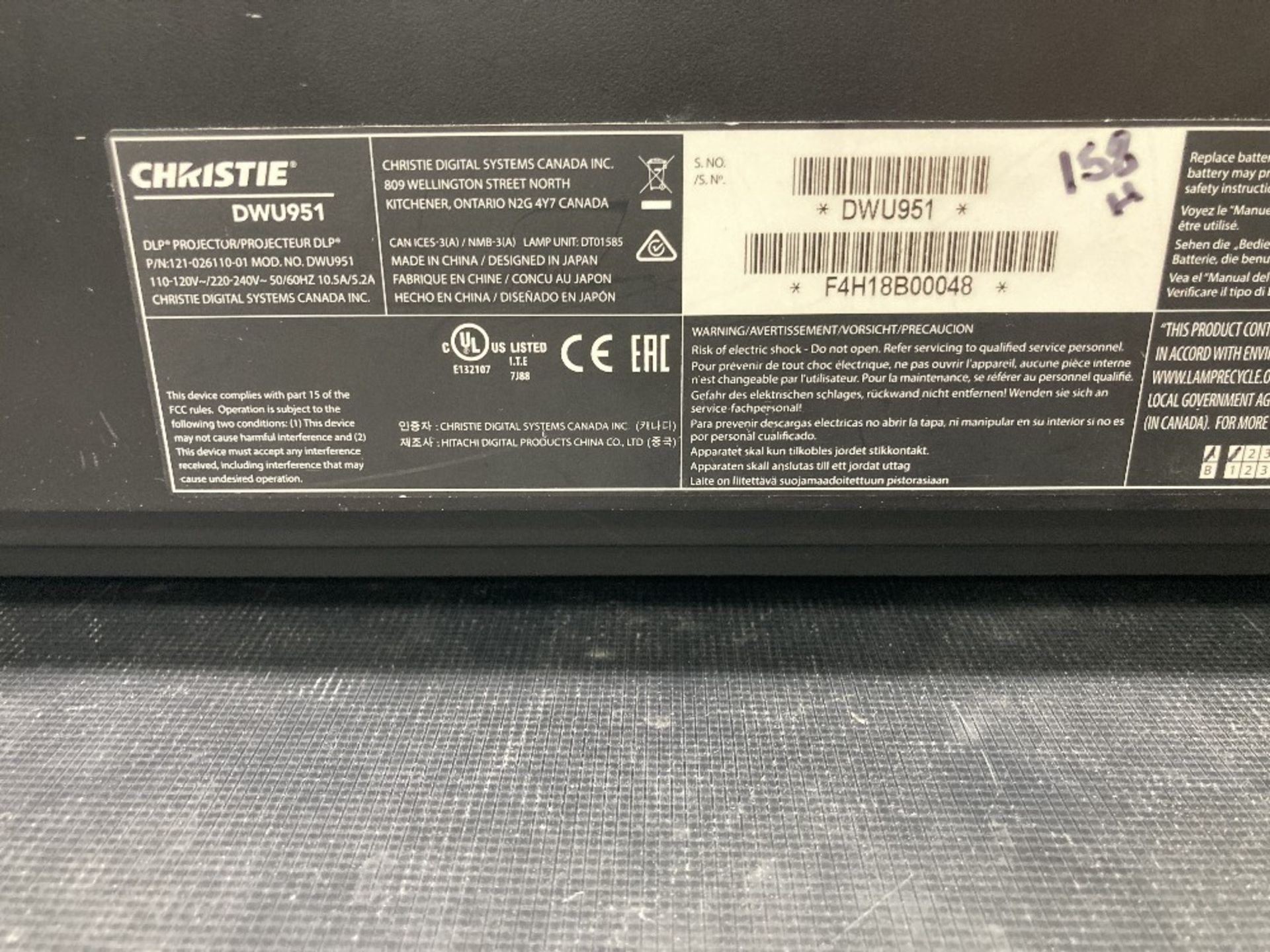 Christie DWU951-Q 8.5k Lamp Projector, 1.2-1.8/1.1-1.7:1 Zoom Lens & Heavy Duty Flight Case - Image 4 of 13