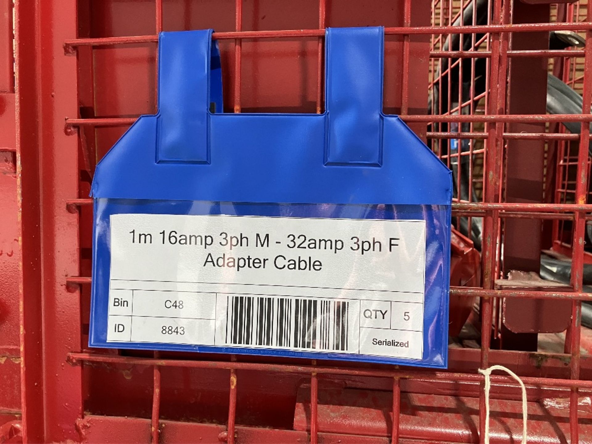 Large Quantity of 1m 16amp 3ph M-32amp 3ph F Adapter Cable with Steel Fabricated Stillage - Image 2 of 6