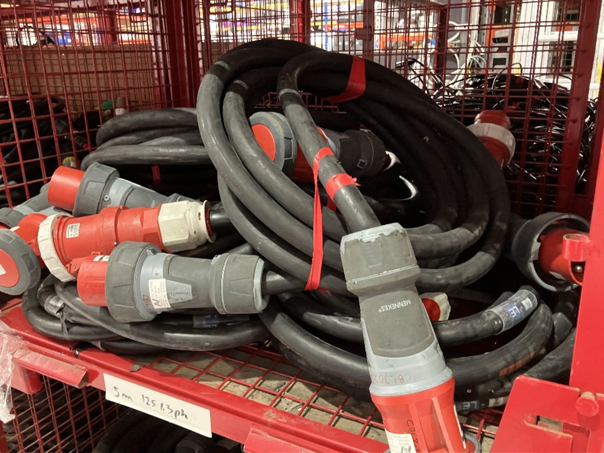 Large Quantity of 5m 125/3ph & 10m 125/3ph Cable with Steel Fabricated Stillage - Image 4 of 5