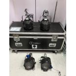 (4) ETC Source 4 Parnel 750W Fresnel Lamps complete with Heavy Duty Mobile Flight Case