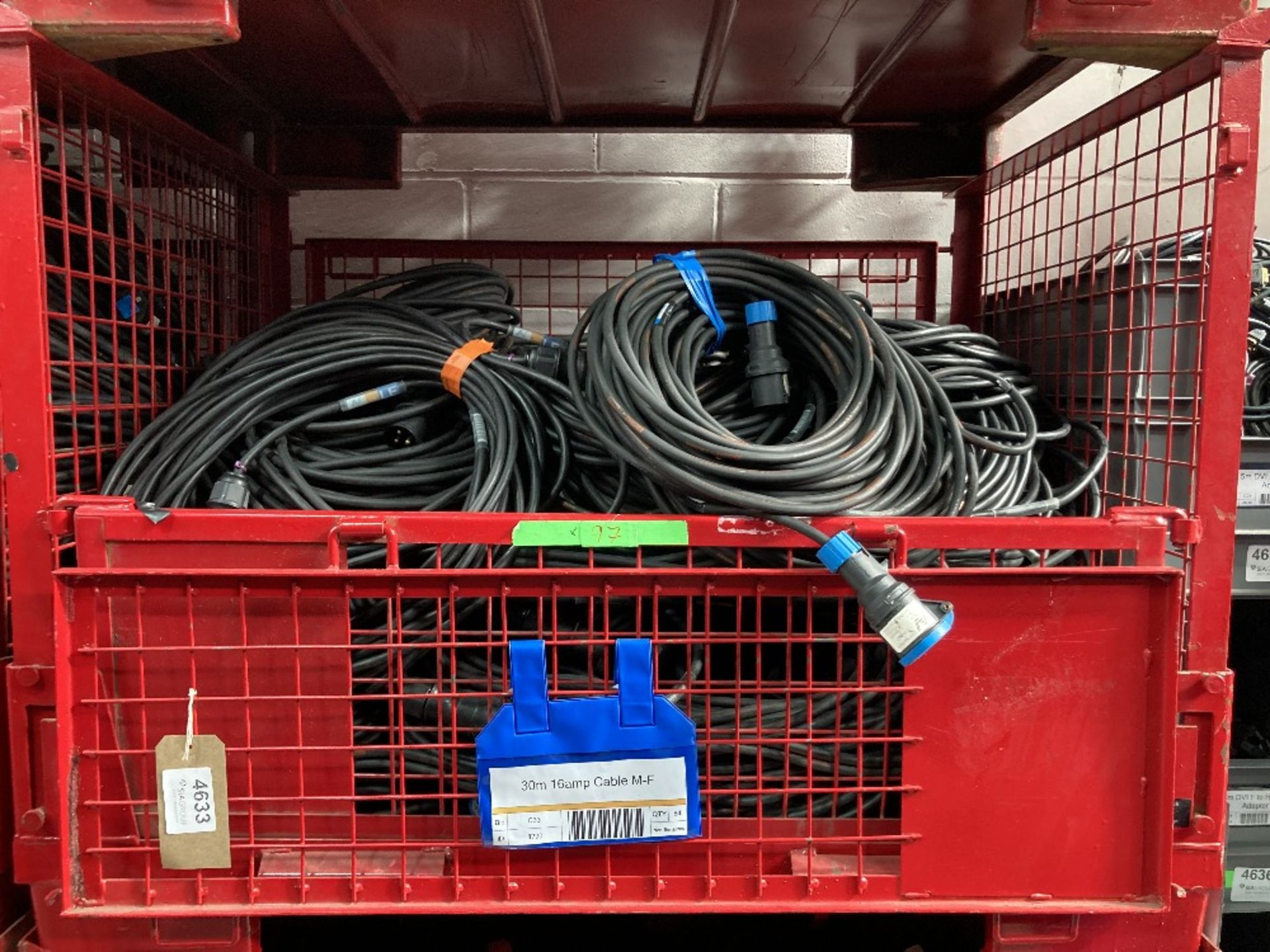 Large Quantity of 30m 16amp Cable M-F with Steel Fabricated Stillage - Image 2 of 6