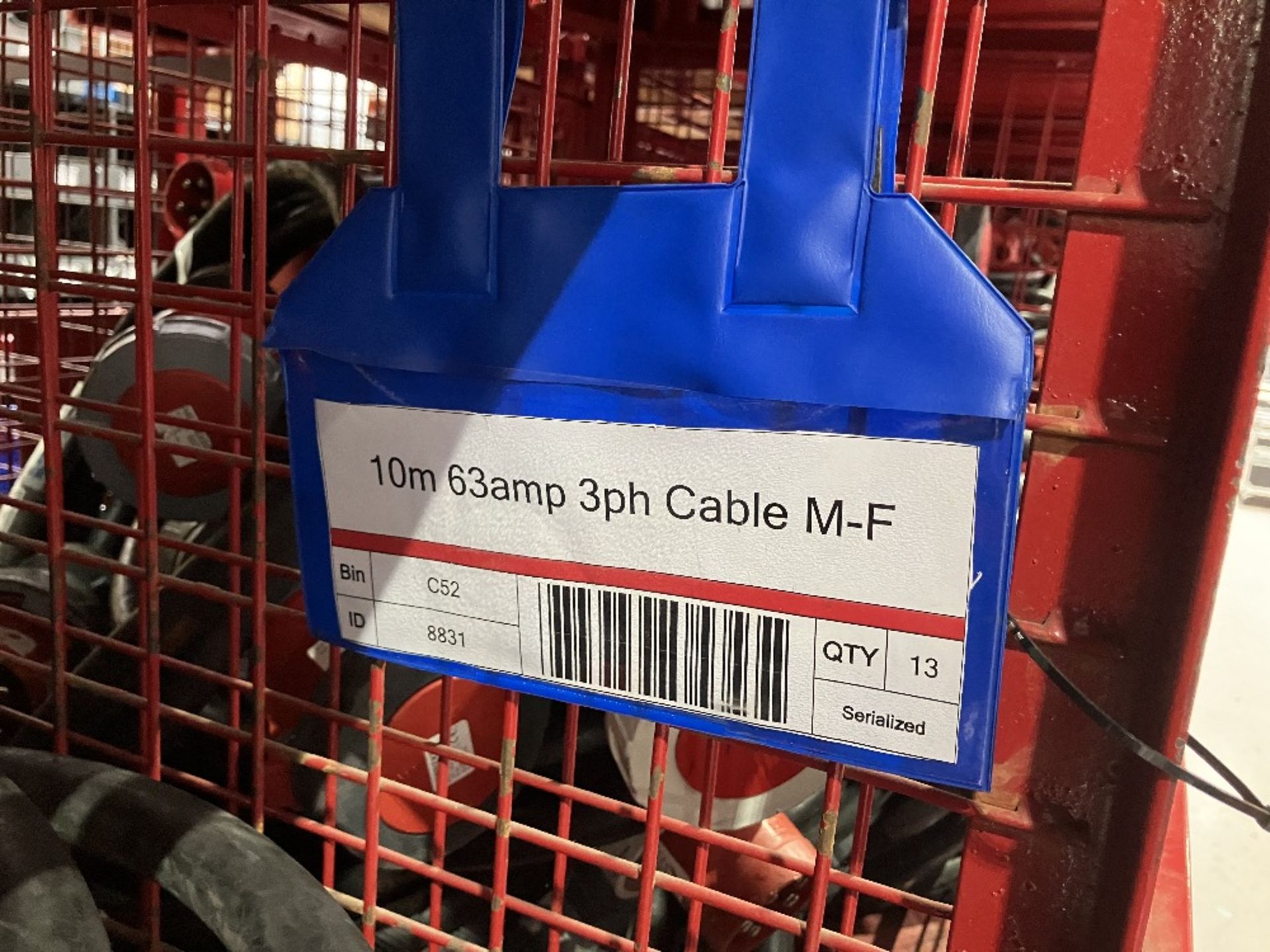 Large Quantity of 10m 63amp 3 ph Cable M-F with Fabricated Steel Stillage - Image 2 of 5