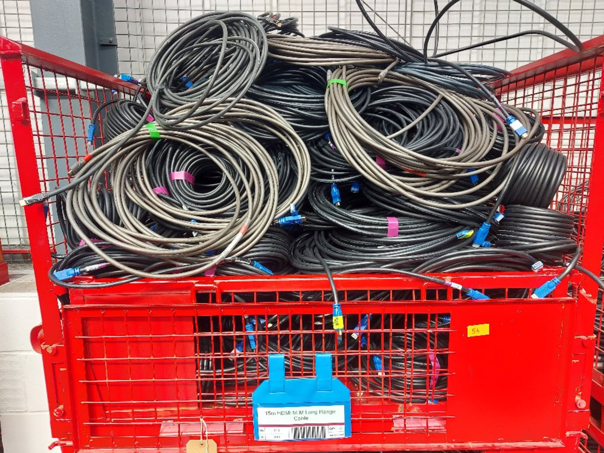 Large Quantity of 15m HDMI M-M Long Range Cable with Steel Fabricated Stillage