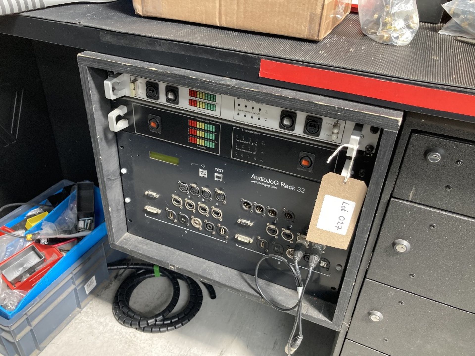 AudioJoG Rack 32 Cable testing Rig With (2) Unbranded Reciever/Transmitters And Testing Table - Image 3 of 10